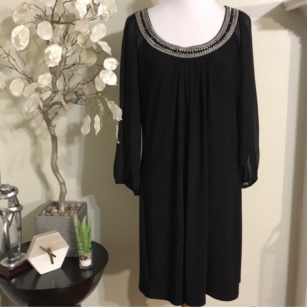 WHBM Bejeweled Collar Dress - Black